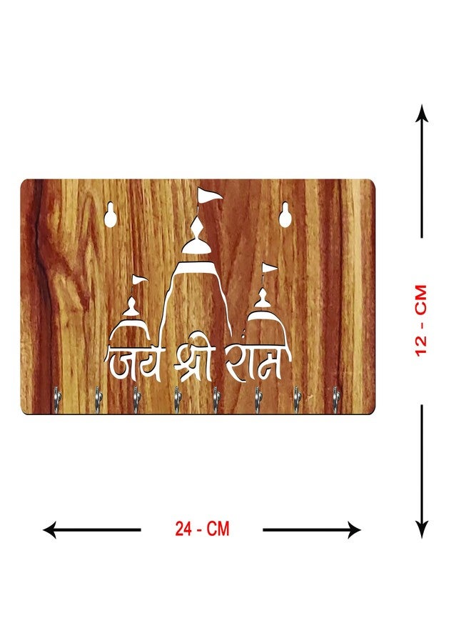 Freny Exim Jai Shree Ram Wooden Key Holder with Face Mask Hanging with 8 Hook - Beige 030 - Image 5